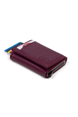 Unisex-Geldbörse aus Leder mit Aluminiummechanismus, verschiebbarem Kartenhalter und Papiergeldfach (7,5 x 10 cm) nwp5470sunmek - 3
