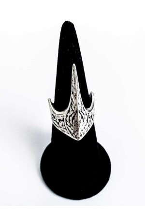 Unisex Gümüş Kaplama Antik Eskitme Ayarlanabilir Özel Tasarım Ertuğrul Okçu Zihgir Yüzüğü - 3
