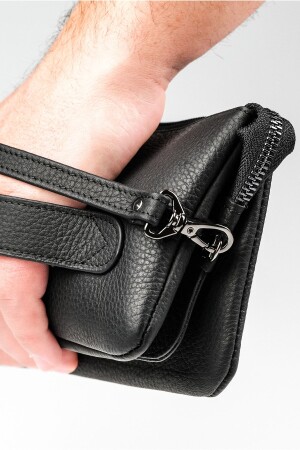 Unisex-Handtasche aus 100 % Leder – Geschenk für Männer und Frauen – Tasche aus echtem Kalbsleder – Schwarz - 6