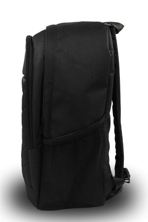 Unisex Herren Damen 3-Fächer Schulrucksack mit Seitentaschen Schwarz - 4