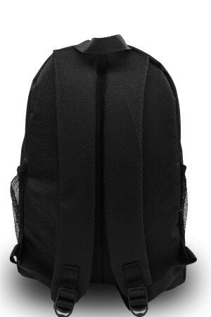 Unisex Herren Damen 3-Fächer Schulrucksack mit Seitentaschen Schwarz - 5