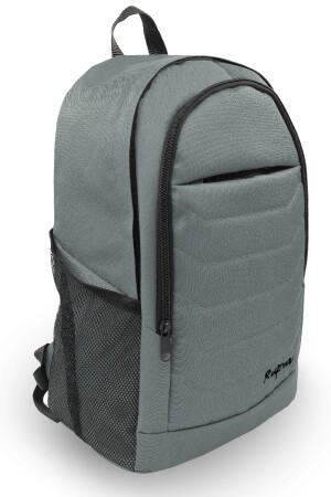 Unisex-Herren-Damen-Schulrucksack mit 3 Fächern und Seitentaschen, Grau - 2