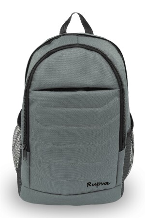 Unisex-Herren-Damen-Schulrucksack mit 3 Fächern und Seitentaschen, Grau - 3