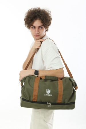 Unisex Khaki Farbe Reise- und Sporttasche mit langem Riemen, wasserdicht, Handgepäckgröße - 1