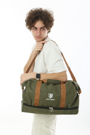 Unisex Khaki Farbe Reise- und Sporttasche mit langem Riemen, wasserdicht, Handgepäckgröße - 2