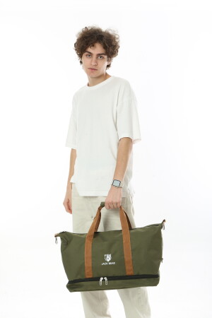 Unisex Khaki Farbe Reise- und Sporttasche mit langem Riemen, wasserdicht, Handgepäckgröße - 5