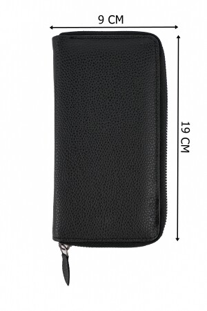 Unisex-Leder-Portfolio-Kartenhalter, lange Geldbörse mit Telefonfach, Schwarz - 6