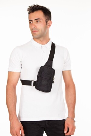 Unisex-Mini-Schulter- und Hüfttasche aus schwarzem Crinkle-Stoff mit Handyfach und GADER für den täglichen Gebrauch - 5