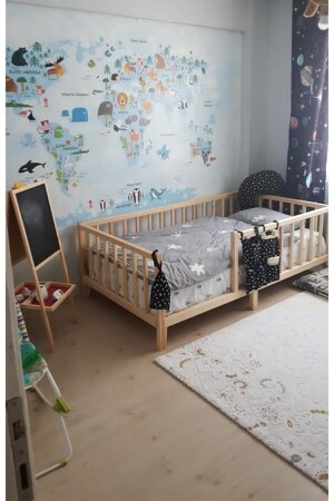 Unisex Montessori Bebek Ve Çocuk Karyolası Doğal Ahşap Yatak 75120750301 - HFT HOME