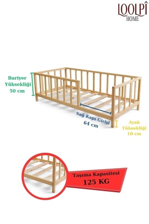 Unisex Montessori Bebek Ve Çocuk Karyolası Doğal Ahşap Yatak LHMY6 - 6