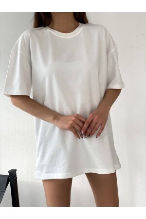 Unisex Pamuk Siyah Bisiklet Yaka Oversize Boyfriend T-shirt - 2