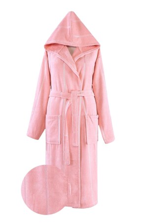 Unisex Pembe Pamuk Bornoz - 2