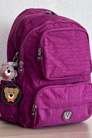 Unisex Pflaume Rucksack Schultasche Laptop und Reisetasche Wasserdicht mit Amigurumi Teddy NEMOBAGS8813 - 1