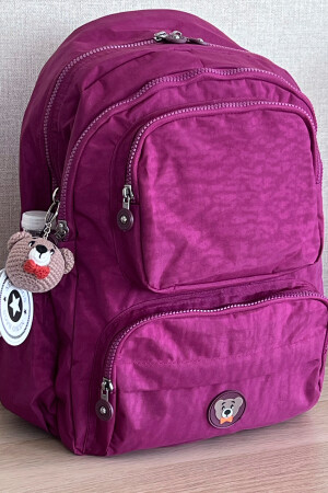 Unisex Pflaume Rucksack Schultasche Laptop und Reisetasche Wasserdicht mit Amigurumi Teddy NEMOBAGS8813 - 4