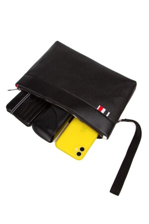 Unisex-Portfolio-Clutch aus schwarzem Leder mit Handschlaufe, Handtasche PRA-8210949-5065 - 3