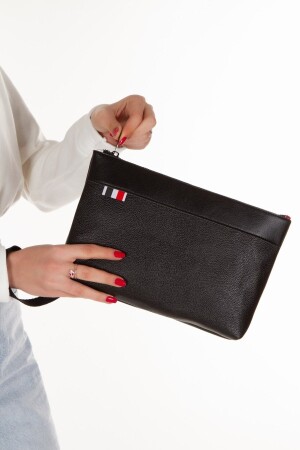 Unisex-Portfolio-Clutch aus schwarzem Leder mit Handschlaufe, Handtasche PRA-8210949-5065 - 1