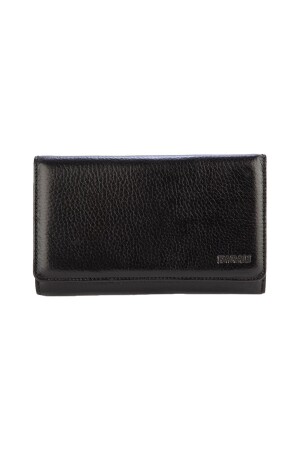 Unisex-Portfolio-Geldbörse aus echtem Leder, Schwarz Bc013-01 - 1