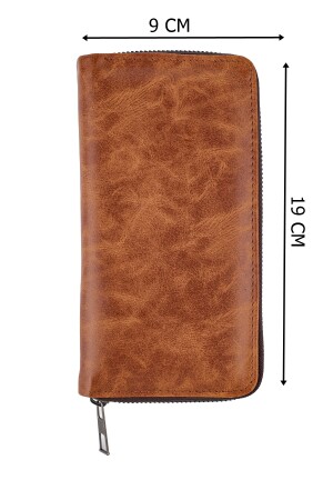 Unisex-Portfolio-Kartenhalter aus Leder, lange Geldbörse mit Telefonfach, Crazy Brown - 6