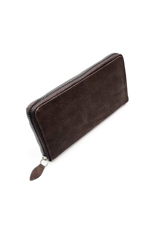 Unisex-Portfolio-Kartenhalter aus Leder, lange Geldbörse mit Telefonfach, Crazy Dark Brown - 5