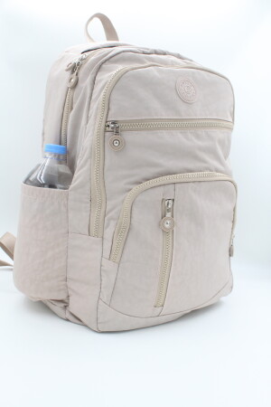 Unisex-Reiserucksack aus Crinkle-Stoff, wasserdicht, groß, mit mehreren Augen, Beige, Schultasche - 5