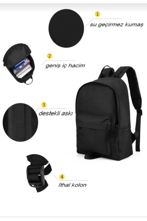 Unisex-Rucksack für den täglichen Reisekurs in Schwarz, schlichter Rucksack für den täglichen Reisekurs in Schwarz, TN192 - 3