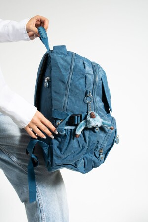 Unisex-Rucksack in Blauer Mega-Größe, Schultasche mit mehreren Fächern - 3