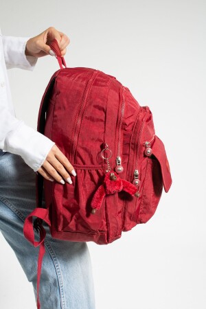 Unisex-Rucksack in Bordeauxrot, Mega-Größe, Schultasche mit mehreren Fächern - 3