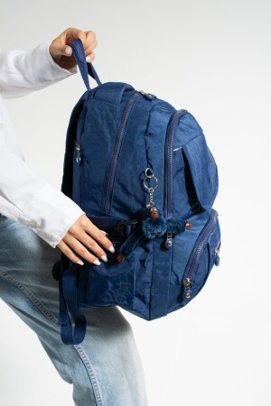 Unisex-Rucksack in Dunkelblau, Mega-Größe, Schultasche mit mehreren Fächern - 7