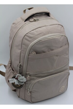 Unisex-Rucksack und Schultasche aus wasserdichtem Crinkle-Stoff in Beige // 2400 2400okulçınka - 4