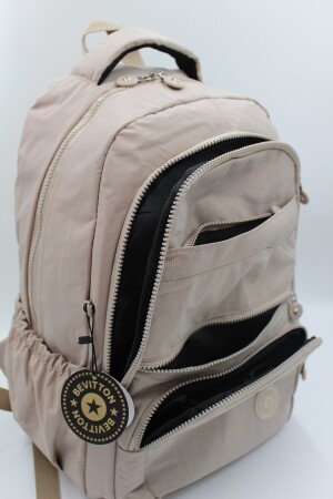 Unisex-Rucksack und Schultasche aus wasserdichtem Crinkle-Stoff in Beige // 2400 2400okulçınka - 7