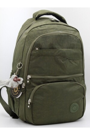 Unisex-Rucksack und Schultasche aus wasserfestem Crinkle-Stoff in Khaki-Farbe / 2400 2400okulçınka - 1