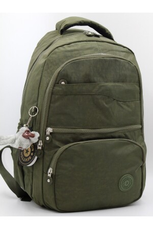 Unisex-Rucksack und Schultasche aus wasserfestem Crinkle-Stoff in Khaki-Farbe / 2400 2400okulçınka - 3