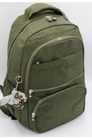 Unisex-Rucksack und Schultasche aus wasserfestem Crinkle-Stoff in Khaki-Farbe / 2400 2400okulçınka - 4