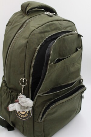 Unisex-Rucksack und Schultasche aus wasserfestem Crinkle-Stoff in Khaki-Farbe / 2400 2400okulçınka - 5