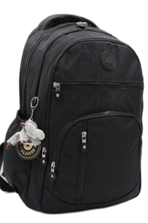 Unisex-Schulrucksack 1700 aus wasserabweisendem Crinkle-Gewebe in Schwarz - 1