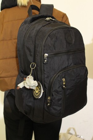 Unisex-Schulrucksack 1700 aus wasserabweisendem Crinkle-Gewebe in Schwarz - 8