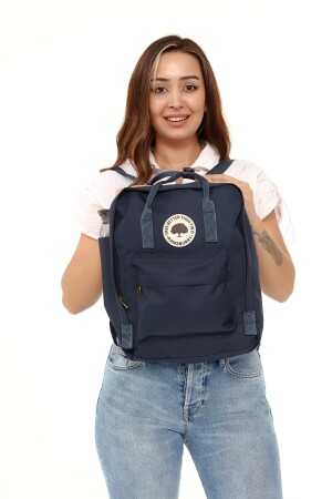 Unisex-Schultasche in Marineblau, kompatibel mit 14-Zoll-Laptoptasche – Marineblauer Rucksack - 5