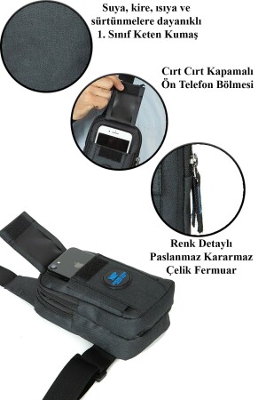 Unisex-Schulter- und Hüfttasche aus Leinen mit Kreuzriemen und Handyfach, schwarze Farbe, täglicher Sport und Reisen sannora555 - 3
