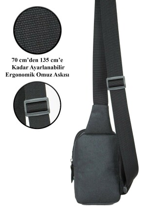 Unisex-Schulter- und Hüfttasche aus Leinen mit Kreuzriemen und Handyfach, schwarze Farbe, täglicher Sport und Reisen sannora555 - 5