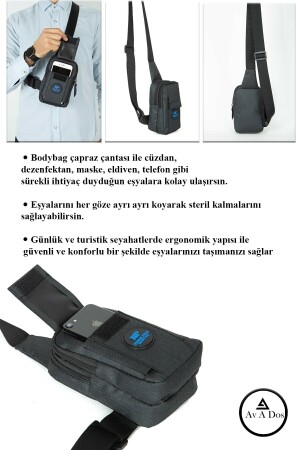 Unisex-Schulter- und Hüfttasche aus Leinen mit Kreuzriemen und Handyfach, schwarze Farbe, täglicher Sport und Reisen sannora555 - 6