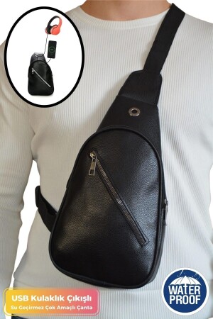 Unisex-Schulterrucksack mit Kreuzgurt, Brusttasche mit Kopfhörer-USB-Anschluss, wasserdichte Tagestasche mit mehreren Fächern, Freebag, seitlicher Körperbeutel mit hängendem Eingang - 1