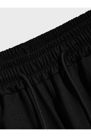 Unisex Schwarz-Graue 2-teilige Basic-Shorts aus gekämmter Baumwolle BasicSortDuz-1 - 5