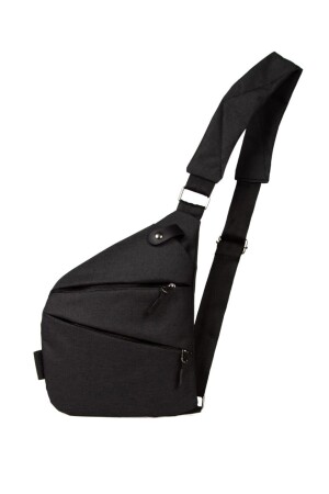 Unisex Schwarze Satteltasche Schulter-Brusttasche Umhängetasche mit Handyfach Slim Body Bag ADL-7588 - 7