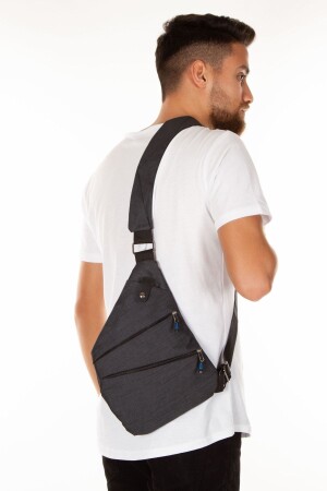 Unisex Schwarze Satteltasche Schulter-Brusttasche Umhängetasche mit Handyfach Slim Body Bag ADL-7588 - 1