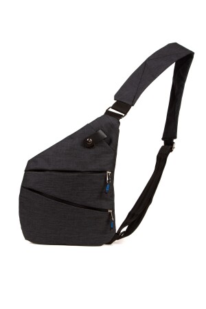 Unisex Schwarze Satteltasche Schulter-Brusttasche Umhängetasche mit Handyfach Slim Body Bag ADL-7588 - 4
