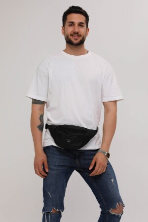 Unisex Schwarze Schulter- und Hüfttasche mit 2 Fächern DUB001 - 3