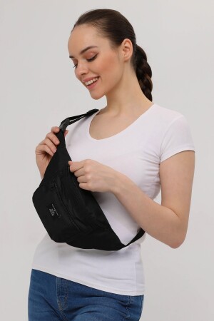 Unisex Schwarze Schulter- und Hüfttasche mit 2 Fächern DUB001 - 6