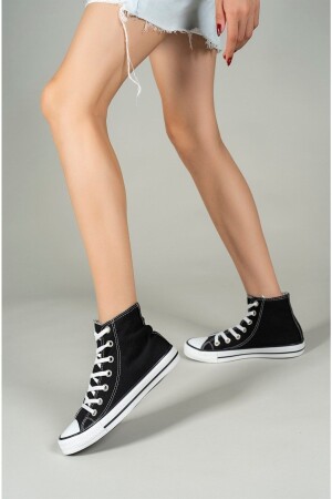 Unisex Siyah Beyaz Convers Uzun Bilekli Model Sneaker Spor Ayakkabı - 6