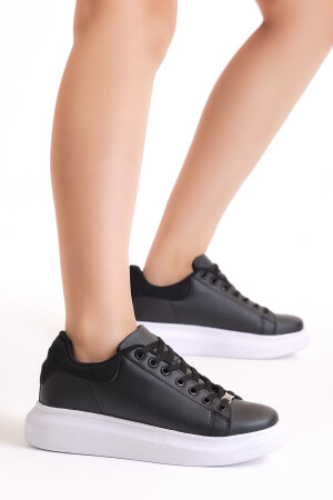 Unisex Siyah Beyaz Spor Ayakkabı V2alx - 2