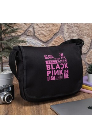 Unisex Siyah Black Pink Baskılı Postacı Çantası TYC00711797385 - 1